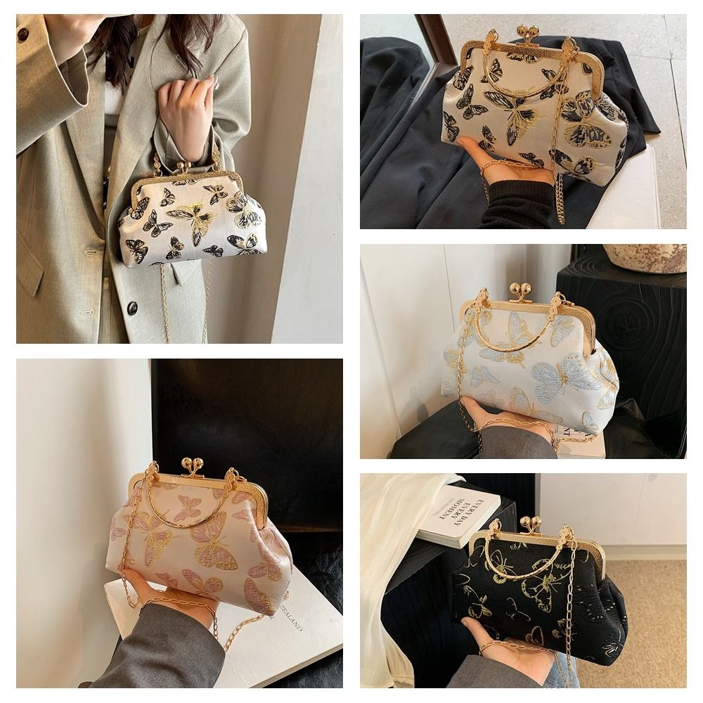 Embroidery Kiss - Butterfly Pattern Chinese Style Handbag Wrist