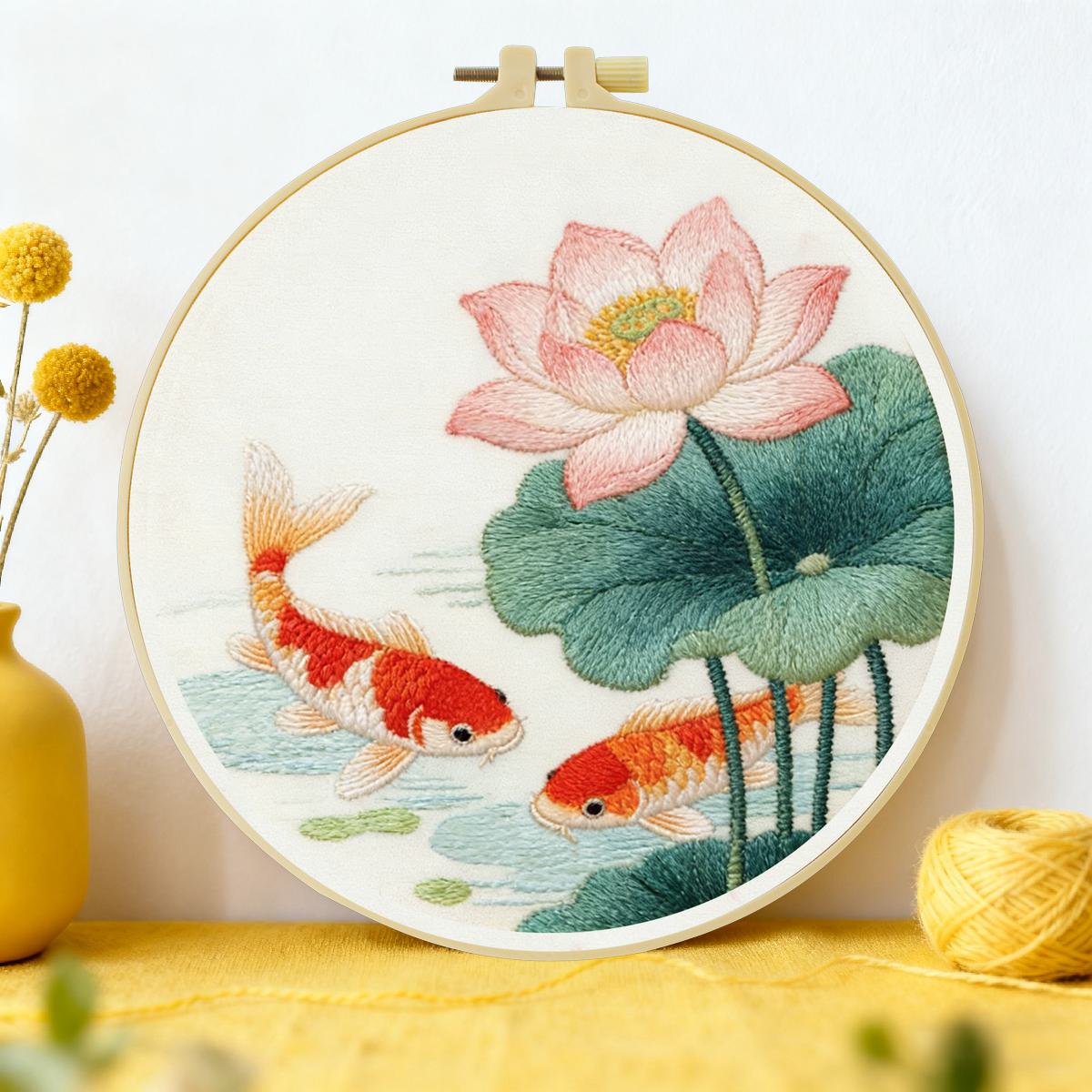 Embroidery Whale - 1pc 20X20CM/15X15CM 7.87/6.3inch Goldfish Embroidery Starter