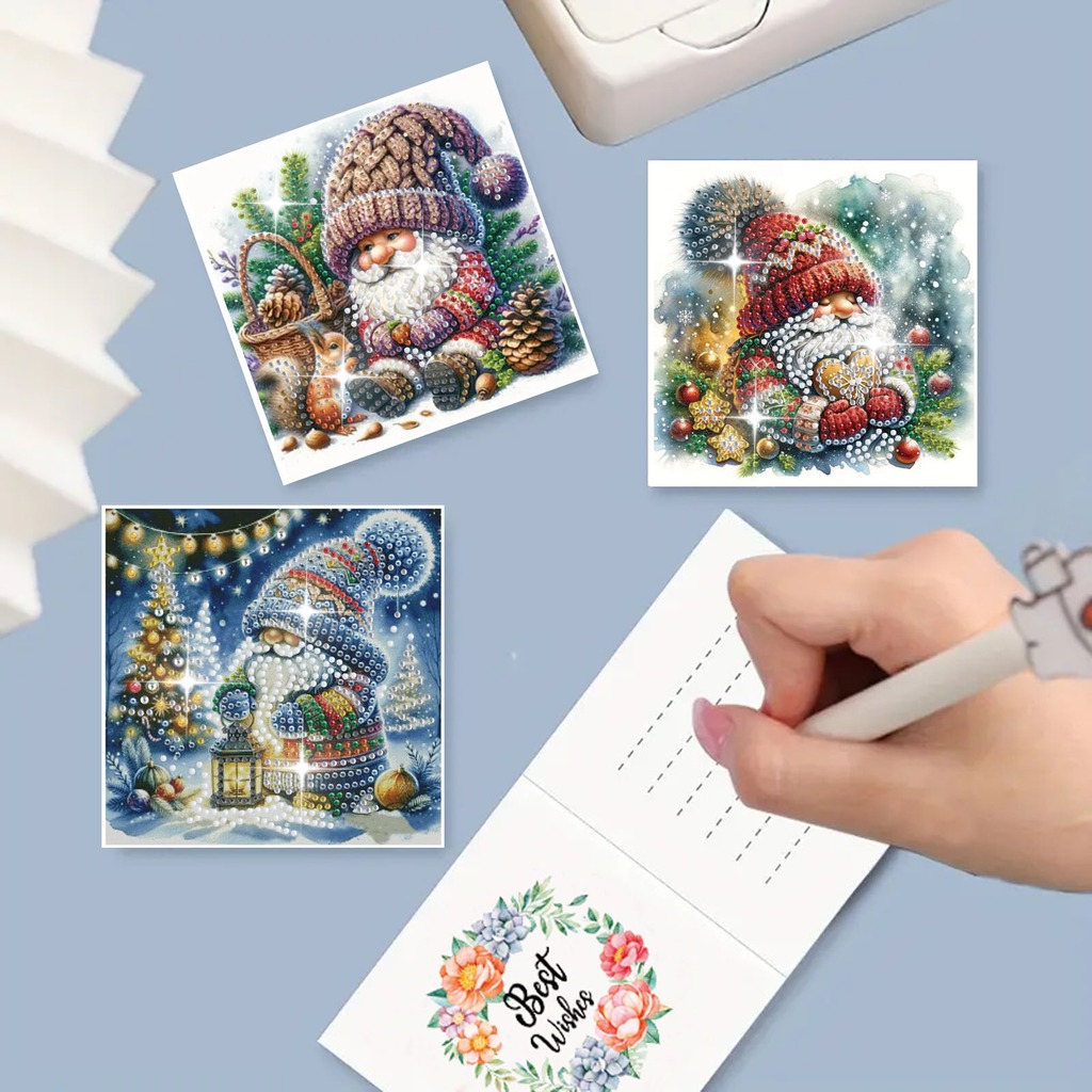 Embroidery Xmas Cards - DIY Diamond Painting Christmas Greeting Cards