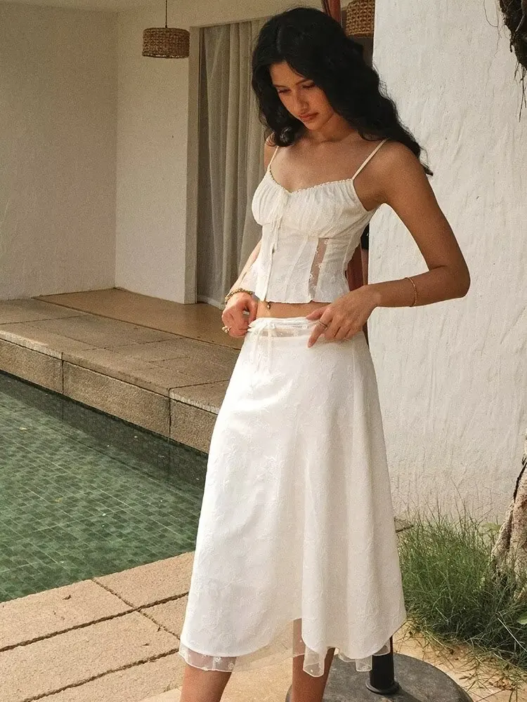 Chicheca Summer White Dress Se - Embroidery White Dress ulasan dan harga