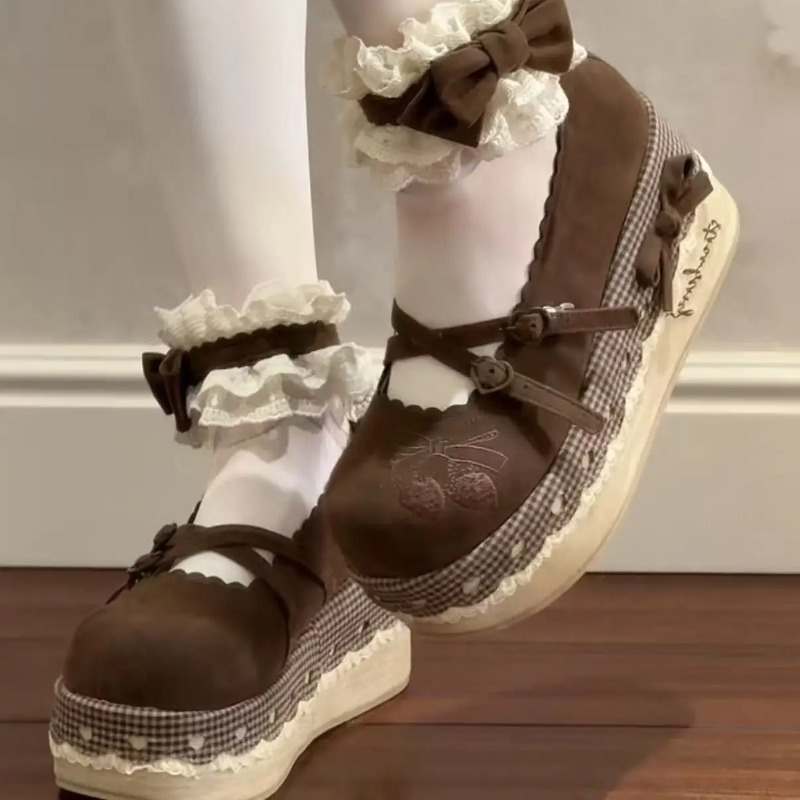 Lolita High Heels Height Incre - Embroidery Print ulasan dan harga