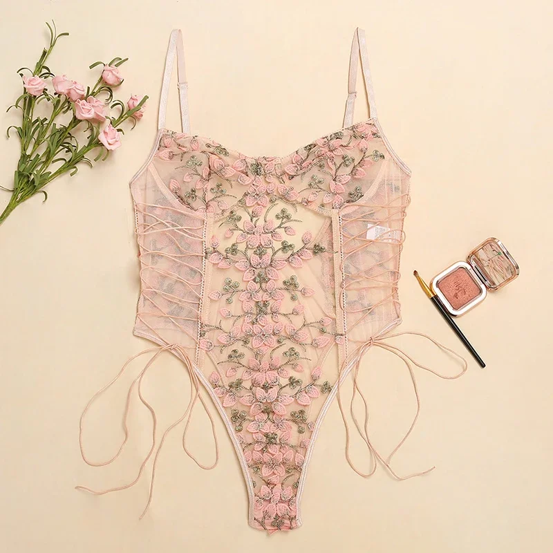 Women Sexy Lingerie Bodysuit F - Embroidery Print ulasan dan harga