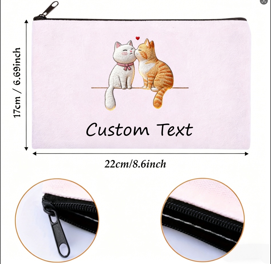 1PCPersonalized Kissing Cat Co - Embroidery Effect Canva ulasan dan harga
