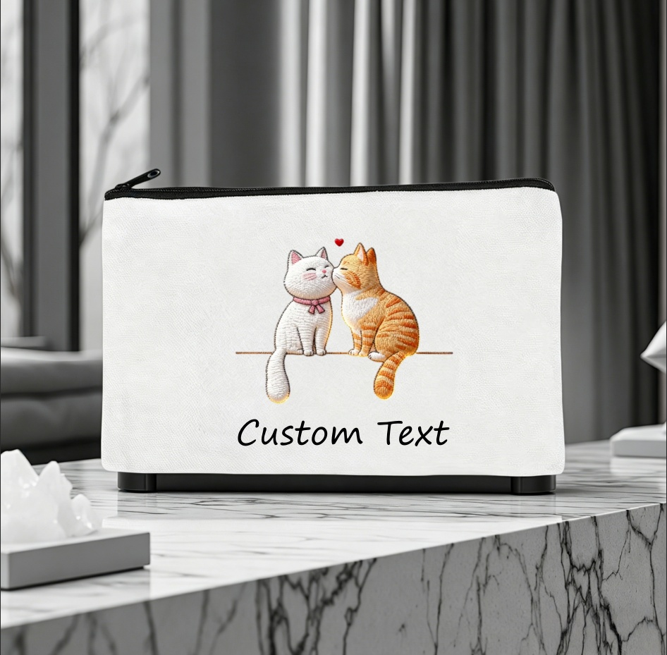 1PCPersonalized Kissing Cat Co - Embroidery Effect Canva ulasan dan harga