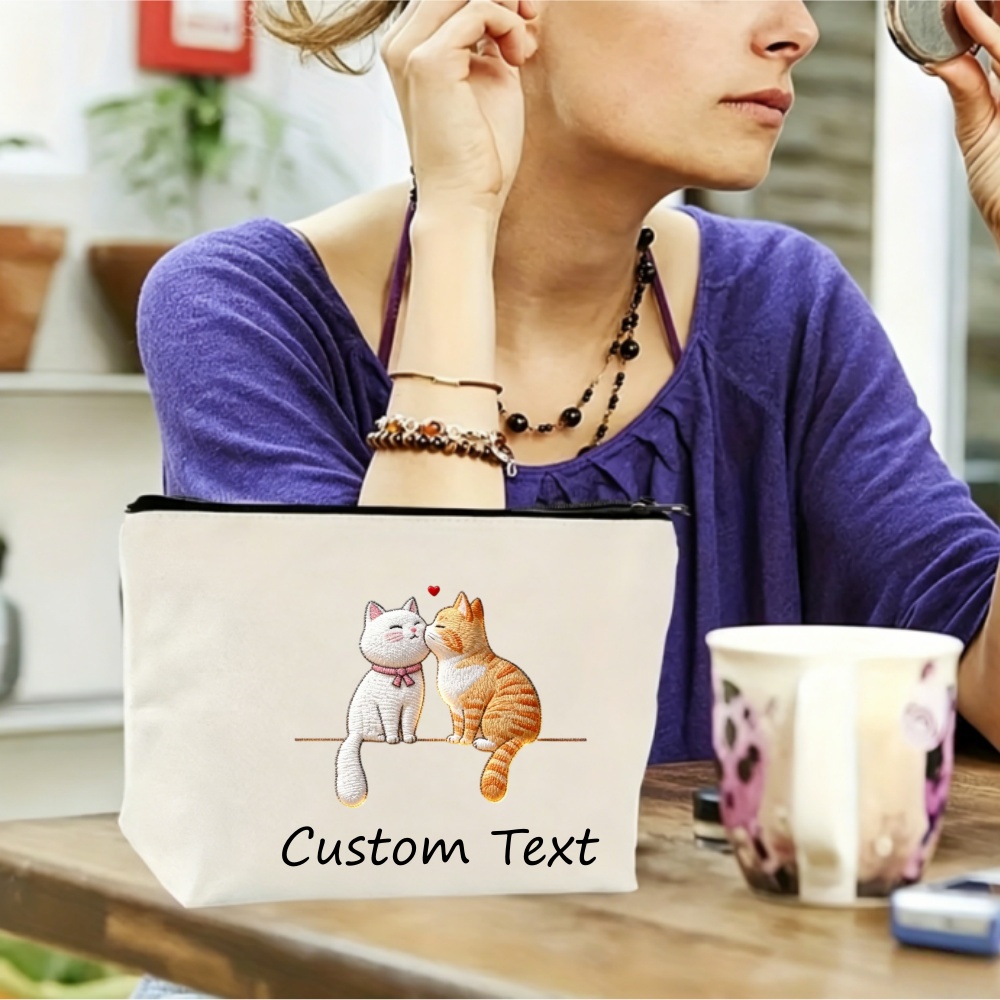 1PCPersonalized Kissing Cat Co - Embroidery Effect Canva ulasan dan harga