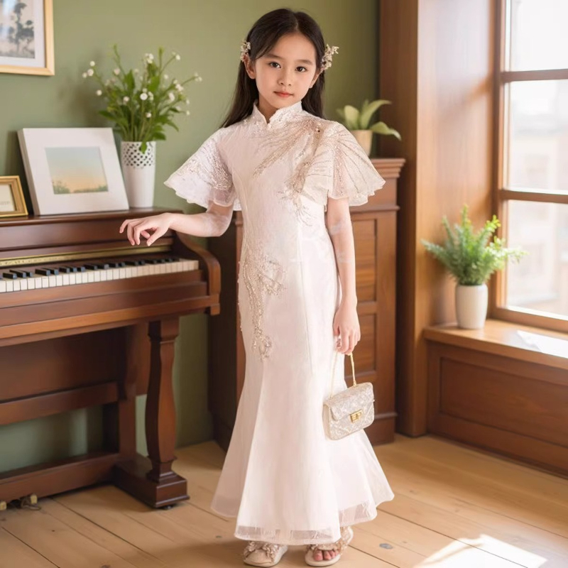 White Girls Qipao Dress Kids C - Embroidery White Dress ulasan dan harga
