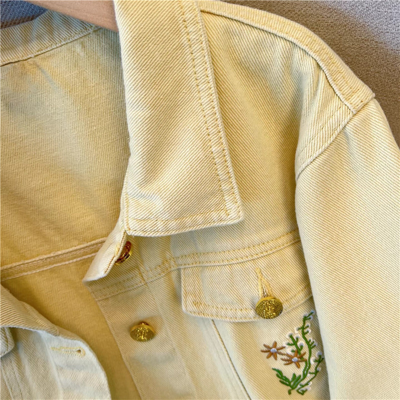 Korean Vintage Flower Embroide - Embroidery Yellow ulasan dan harga