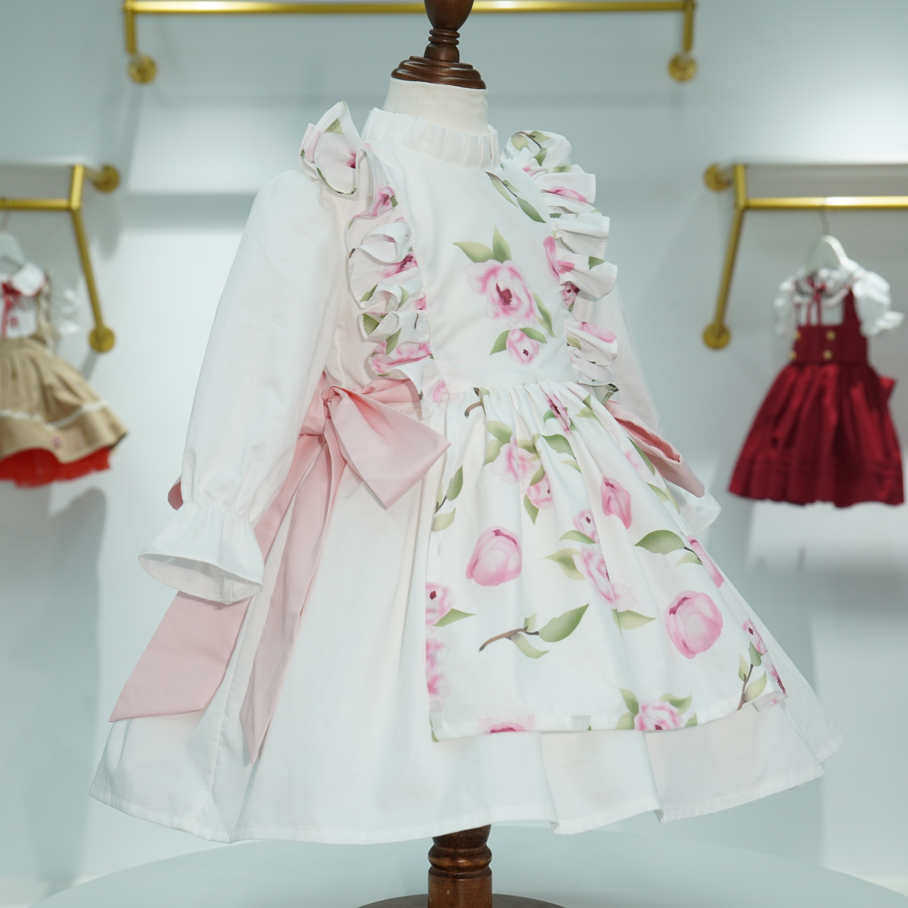 Baby Girl Autumn Floral Printe - Embroidery White Dress ulasan dan harga