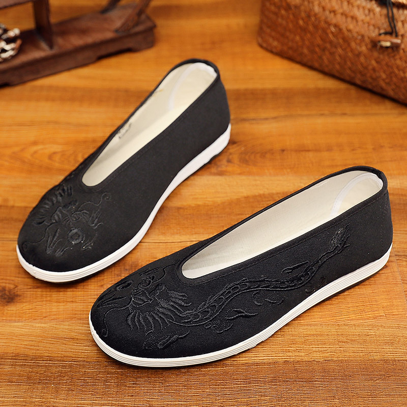 Vintage Chinese Kung Fu Shoes  - Embroidery Yellow ulasan dan harga