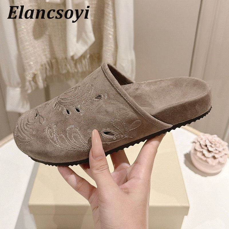Lazy Mules Shoes Women's Embro - Embroidery Outfit ulasan dan harga