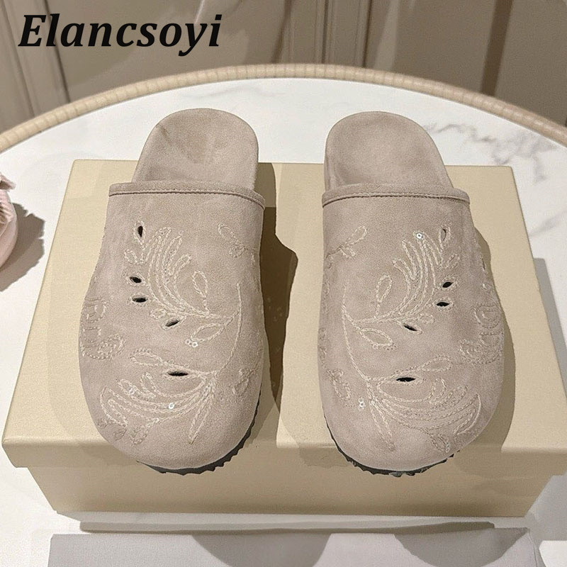Lazy Mules Shoes Women's Embro - Embroidery Outfit ulasan dan harga