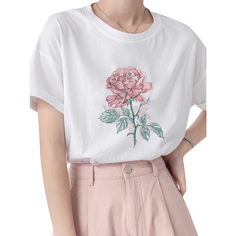 22cm Rose Heat Transfer Printi - Embroidery Effect Canva ulasan dan harga