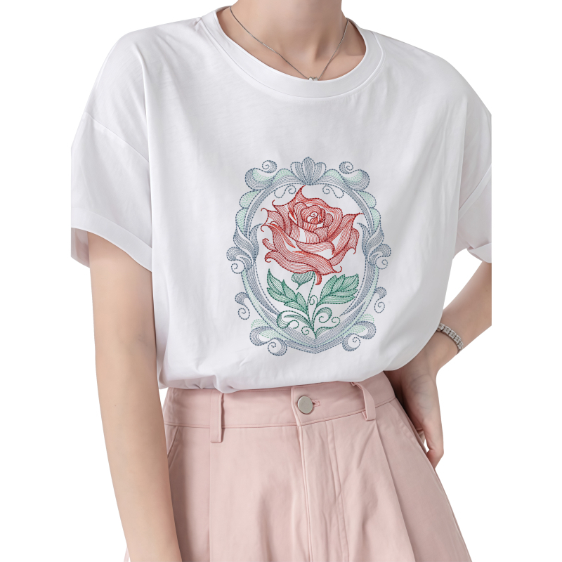 22cm Rose Heat Transfer Printi - Embroidery Effect Canva ulasan dan harga