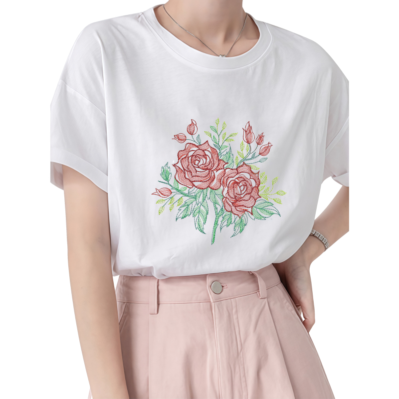 22cm Rose Heat Transfer Printi - Embroidery Effect Canva ulasan dan harga