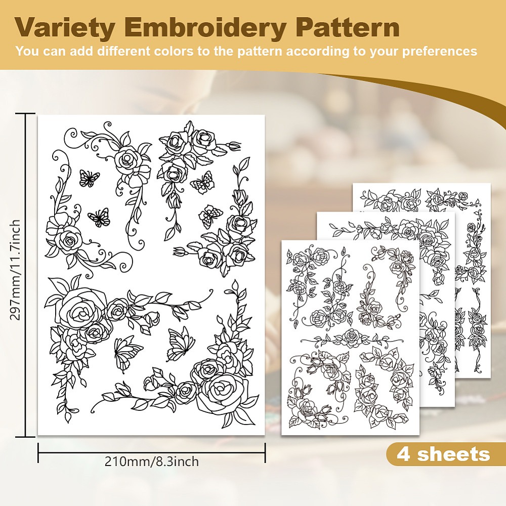 38Pcs Rose Lace 4 Sheets Water - Water Soluble Stabilizer ulasan dan harga