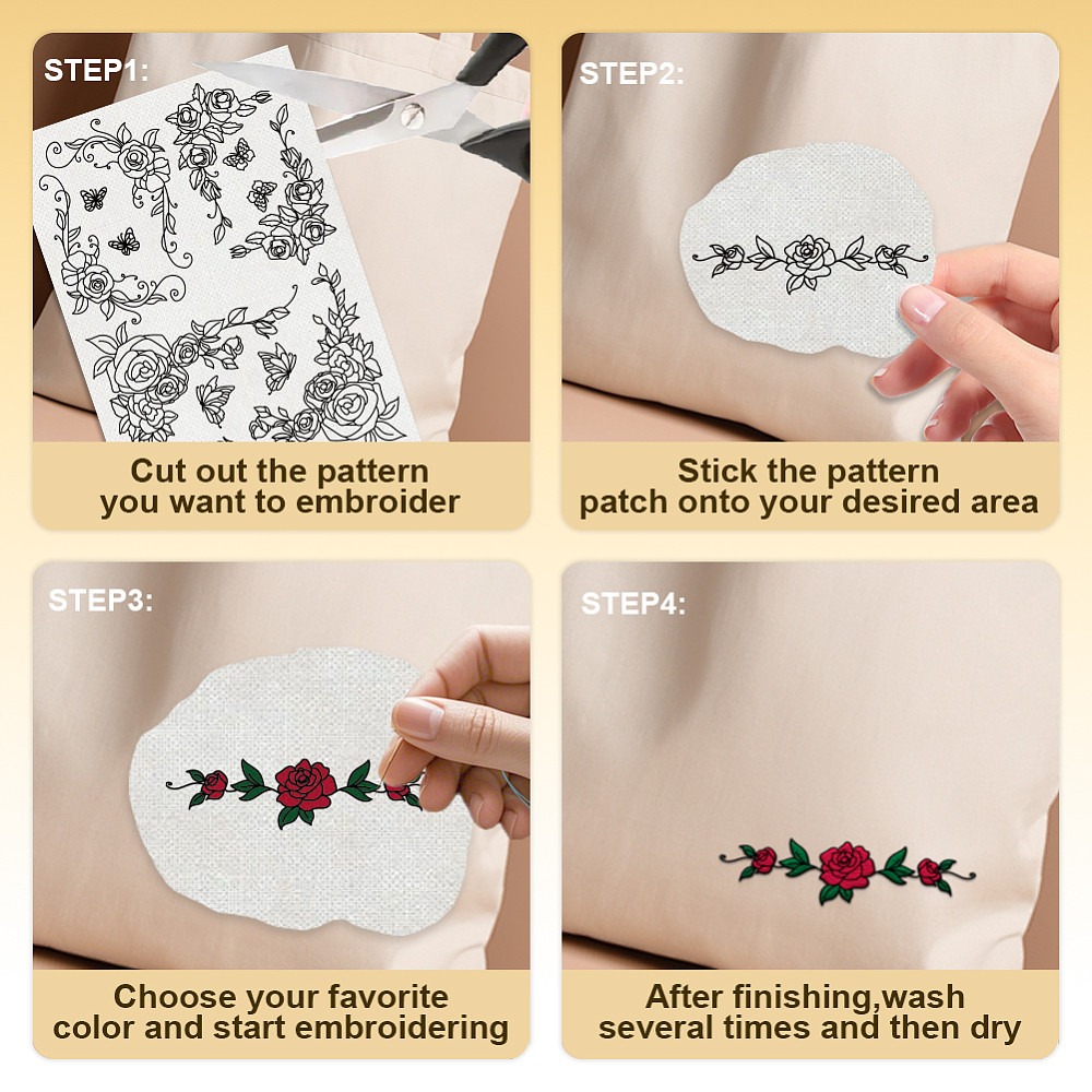 38Pcs Rose Lace 4 Sheets Water - Water Soluble Stabilizer ulasan dan harga