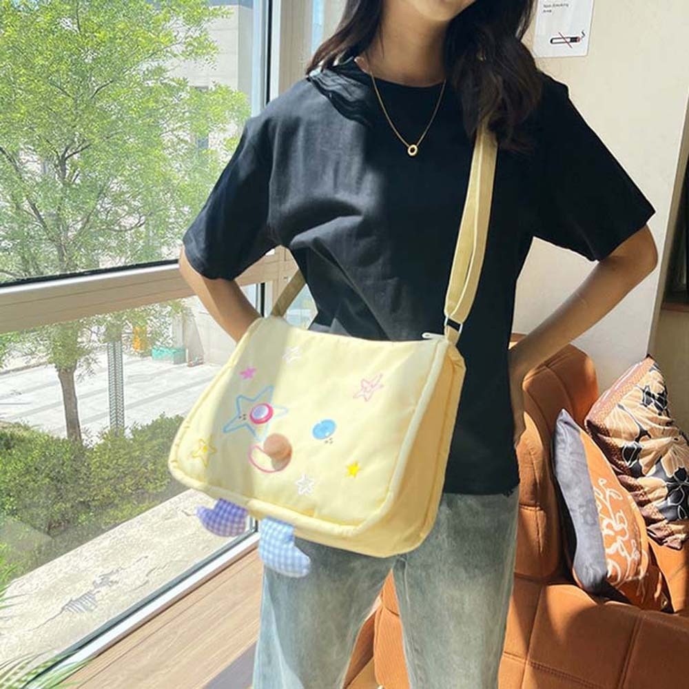 Literary Ugly and Cute Shoulde - Embroidery Yellow ulasan dan harga