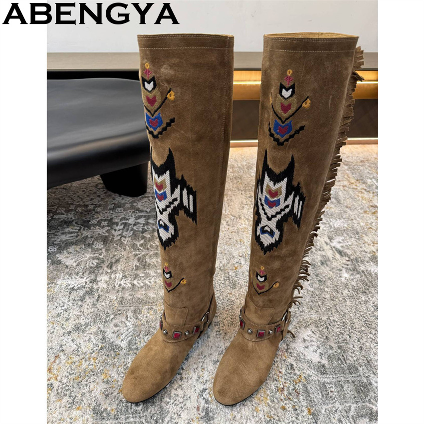ABENGYA 2026 Winter New Knee H - Embroidery Print ulasan dan harga