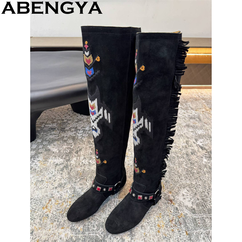 ABENGYA 2026 Winter New Knee H - Embroidery Print ulasan dan harga
