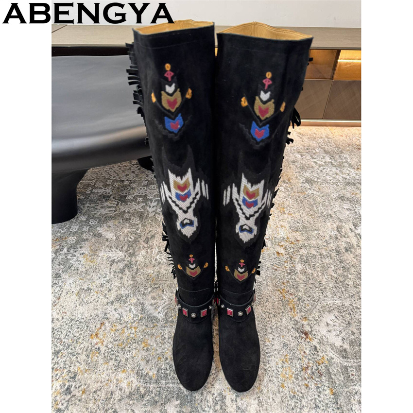 ABENGYA 2026 Winter New Knee H - Embroidery Print ulasan dan harga
