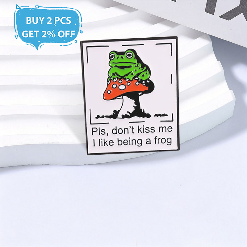 Frog Mushroom Badge Pls Don't  - Embroidery Kiss ulasan dan harga