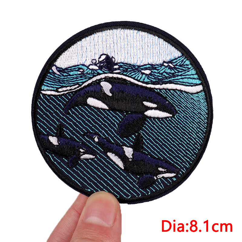 Van gogh Waves Patch Animal/Wh - Embroidery Whale ulasan dan harga