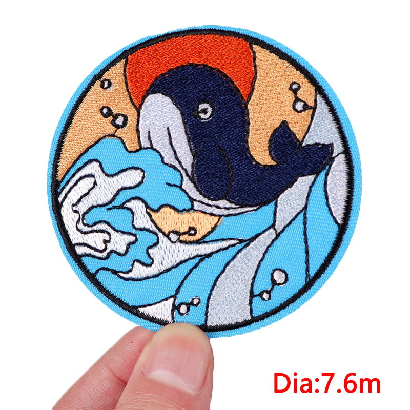 Van gogh Waves Patch Animal/Wh - Embroidery Whale ulasan dan harga