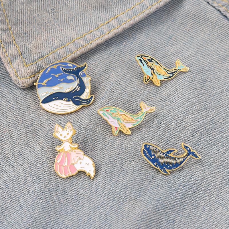 Whale Enamel Pin Dreamy Humpba - Embroidery Whale ulasan dan harga