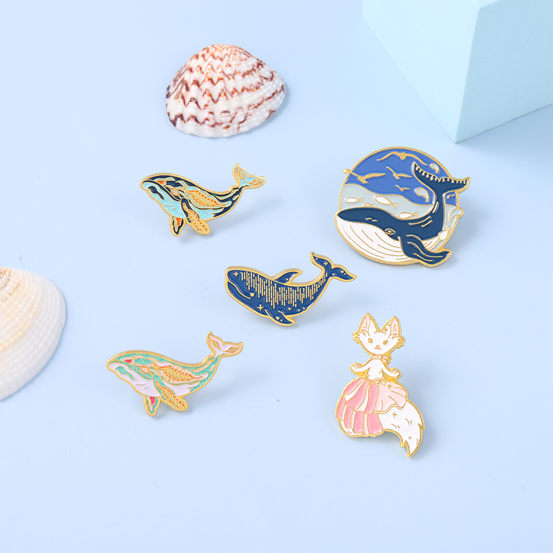 Whale Enamel Pin Dreamy Humpba - Embroidery Whale ulasan dan harga