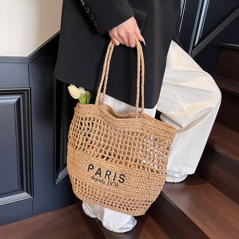 Trendy Woven Straw Bag For Wom - Embroidery Kiss ulasan dan harga