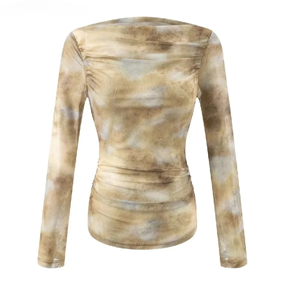 2025 Sexy Tie-Dye Print Ruched - Embroidery Print ulasan dan harga