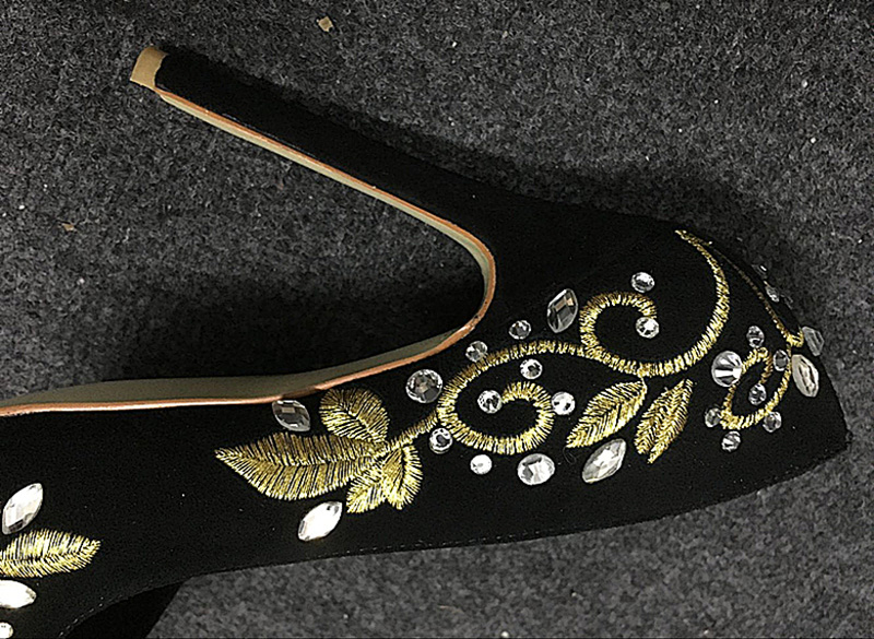 Bling Rhinestone Gold Silver F - Embroidery Flower ulasan dan harga