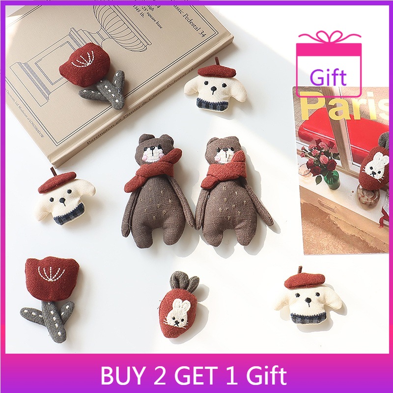 Bunny Brooch Red Scarf Bear Tu - Embroidery Rabbit ulasan dan harga