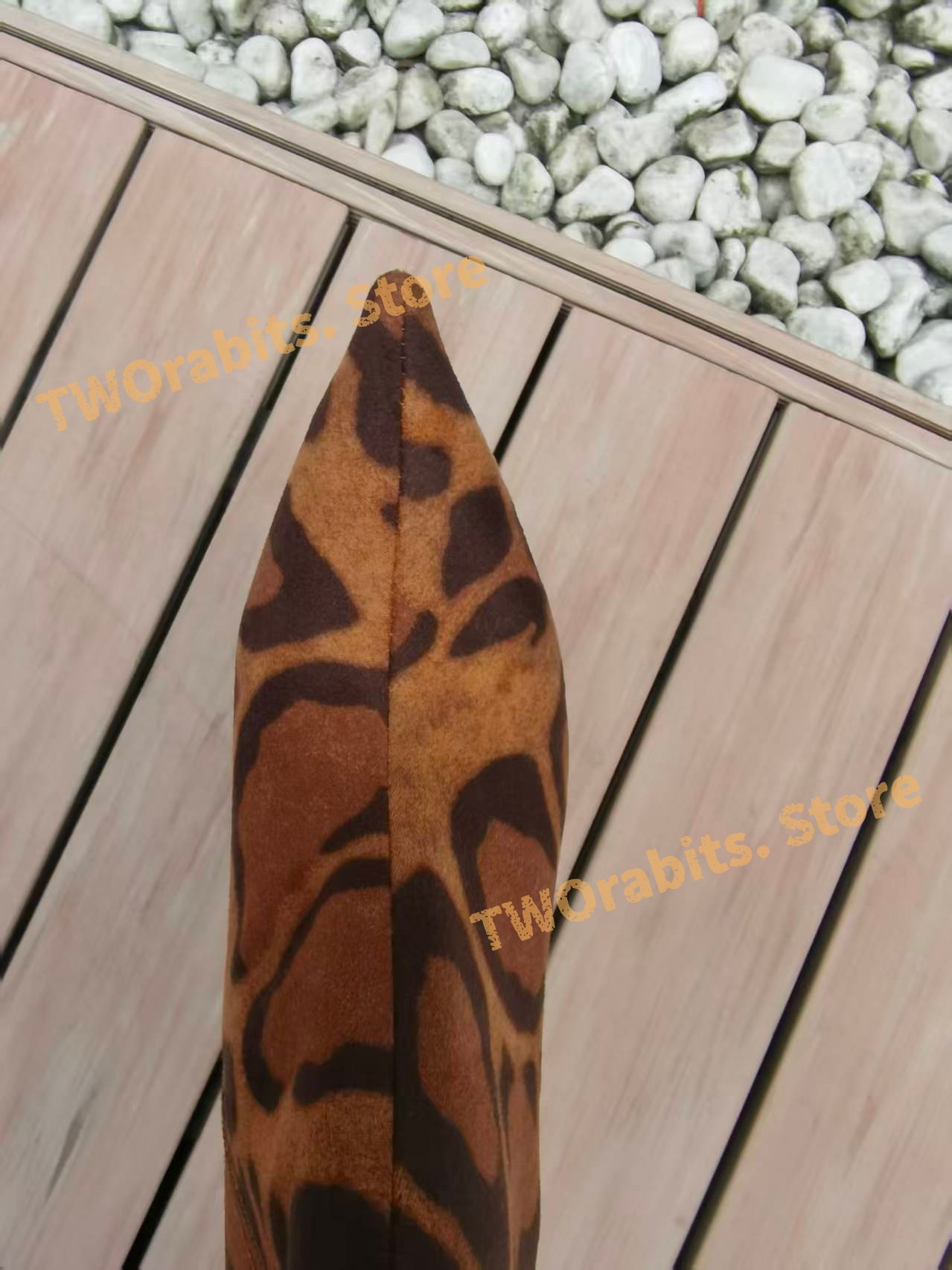 Leopard Print Knee Boot Point  - Embroidery Print ulasan dan harga