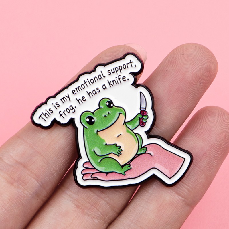 Quote Enamel Pin Cute Frog Cat - Embroidery Tulle ulasan dan harga