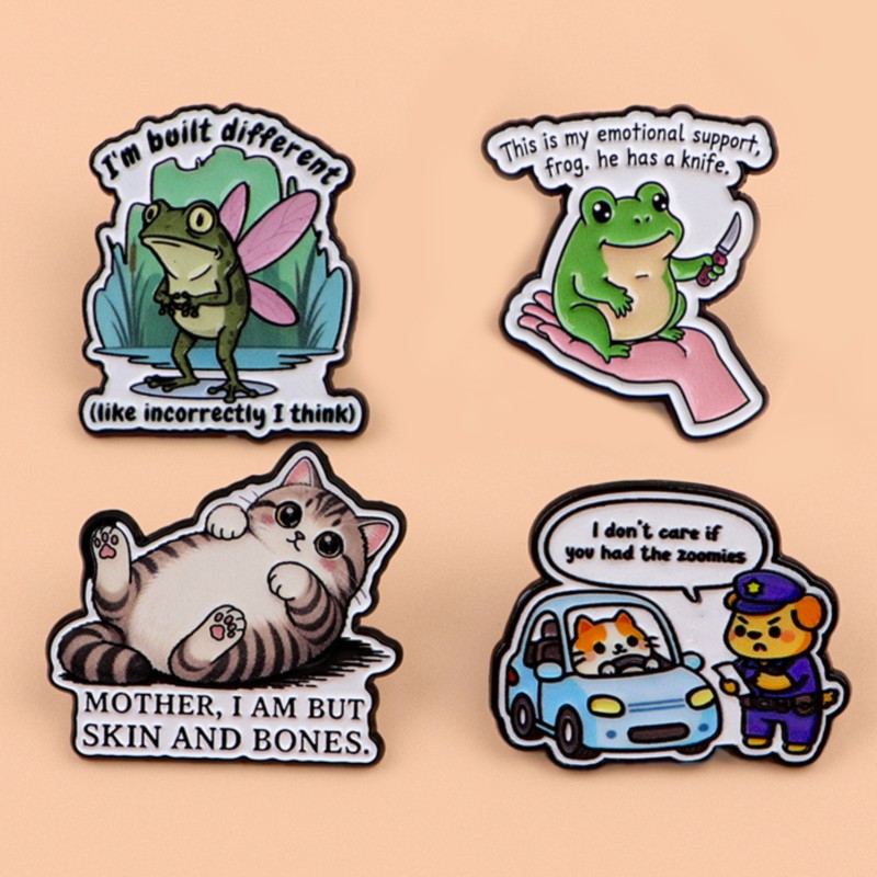 Quote Enamel Pin Cute Frog Cat - Embroidery Tulle ulasan dan harga