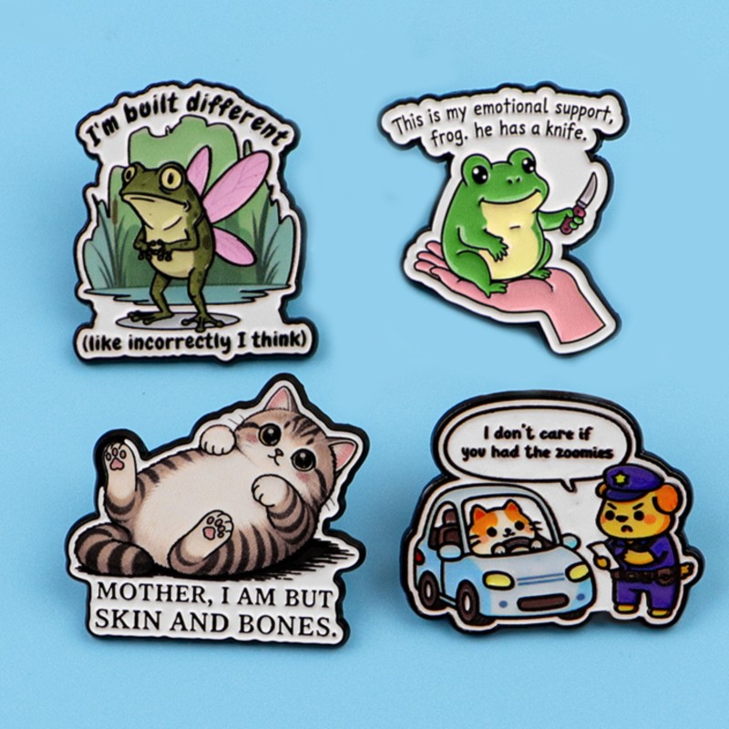 Quote Enamel Pin Cute Frog Cat - Embroidery Tulle ulasan dan harga