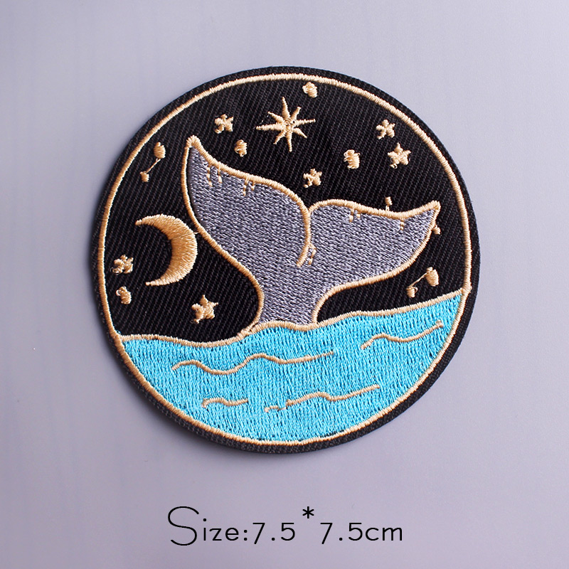 Embroidery Patch Whale Wave Em - Embroidery Whale ulasan dan harga