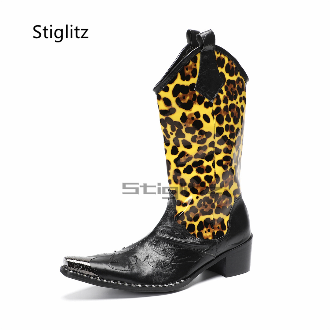 Men's Leopard Print Riding Boo - Embroidery Print ulasan dan harga