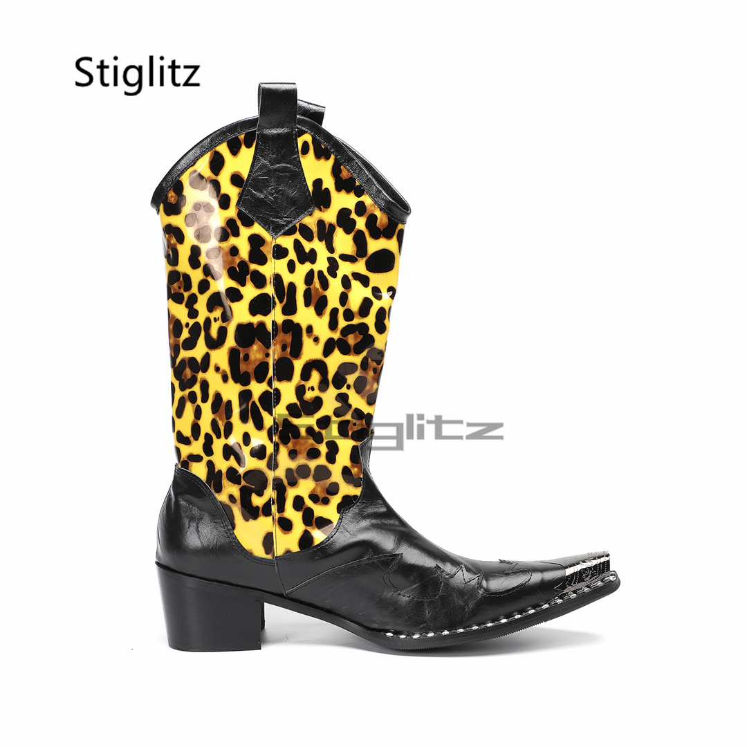 Men's Leopard Print Riding Boo - Embroidery Print ulasan dan harga