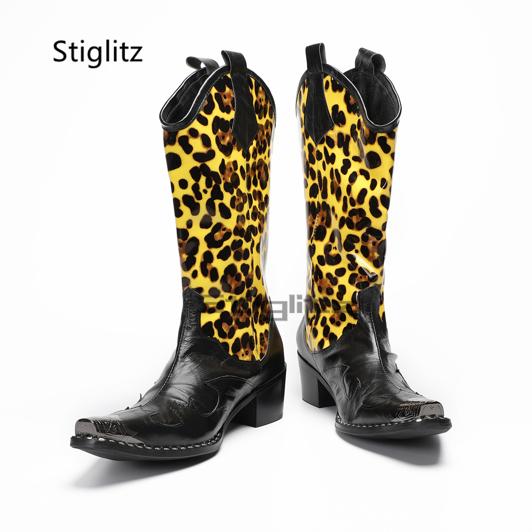 Men's Leopard Print Riding Boo - Embroidery Print ulasan dan harga