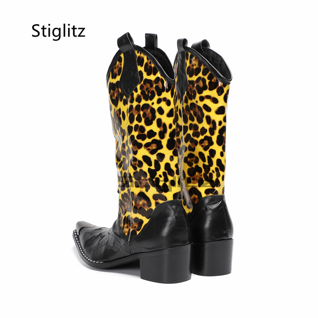Men's Leopard Print Riding Boo - Embroidery Print ulasan dan harga