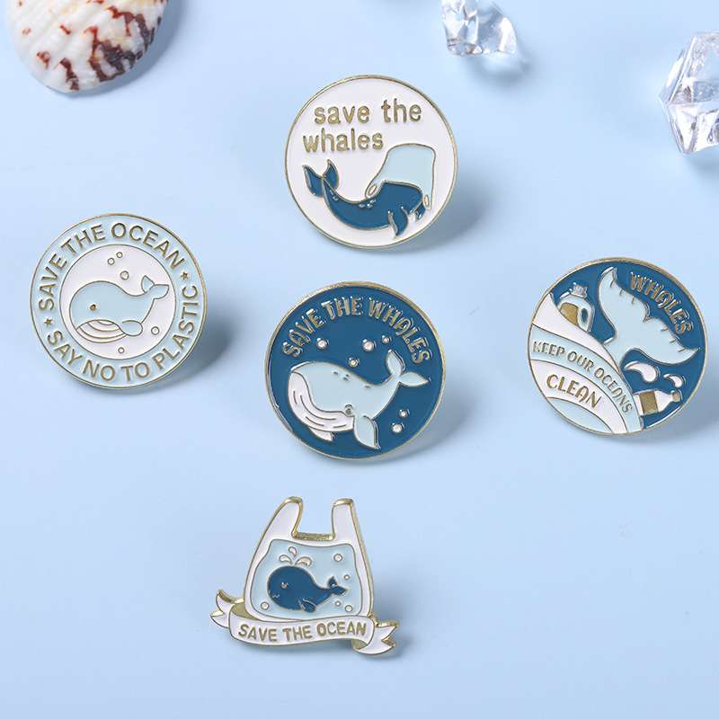 Cute Cartoon Whale Brooch Pins - Embroidery Whale ulasan dan harga
