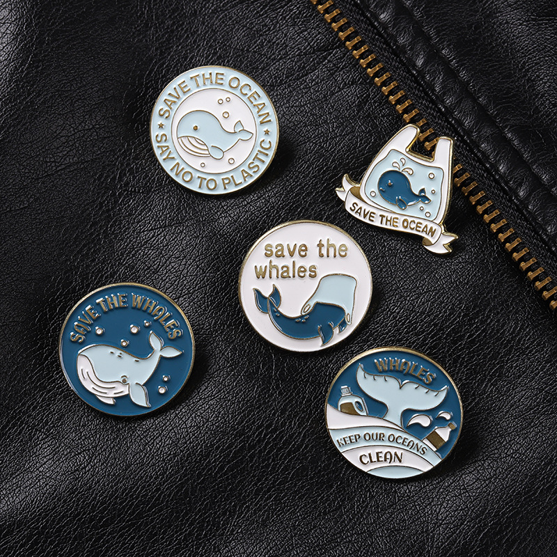 Cute Cartoon Whale Brooch Pins - Embroidery Whale ulasan dan harga