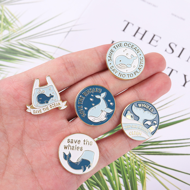 Cute Cartoon Whale Brooch Pins - Embroidery Whale ulasan dan harga
