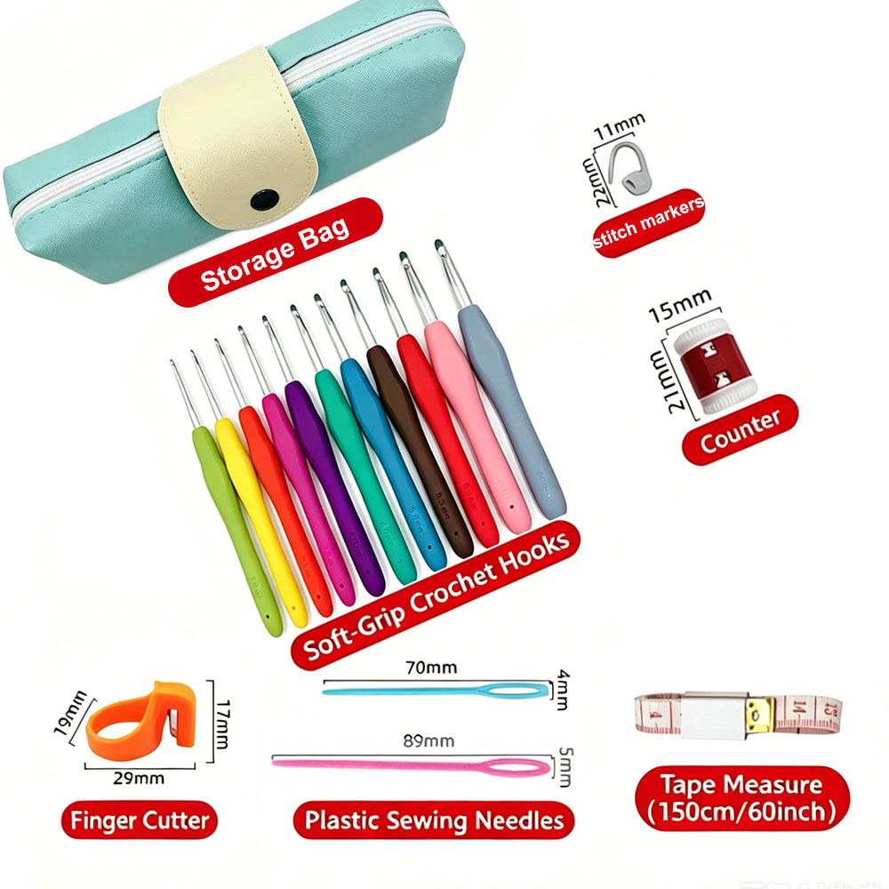 37pcs Crochet Hooks Kits with  - Embroidery Needles ulasan dan harga