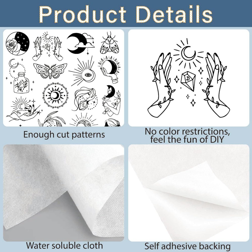51Pcs Boho Moon Sun Water Solu - Water Soluble Stabilizer ulasan dan harga