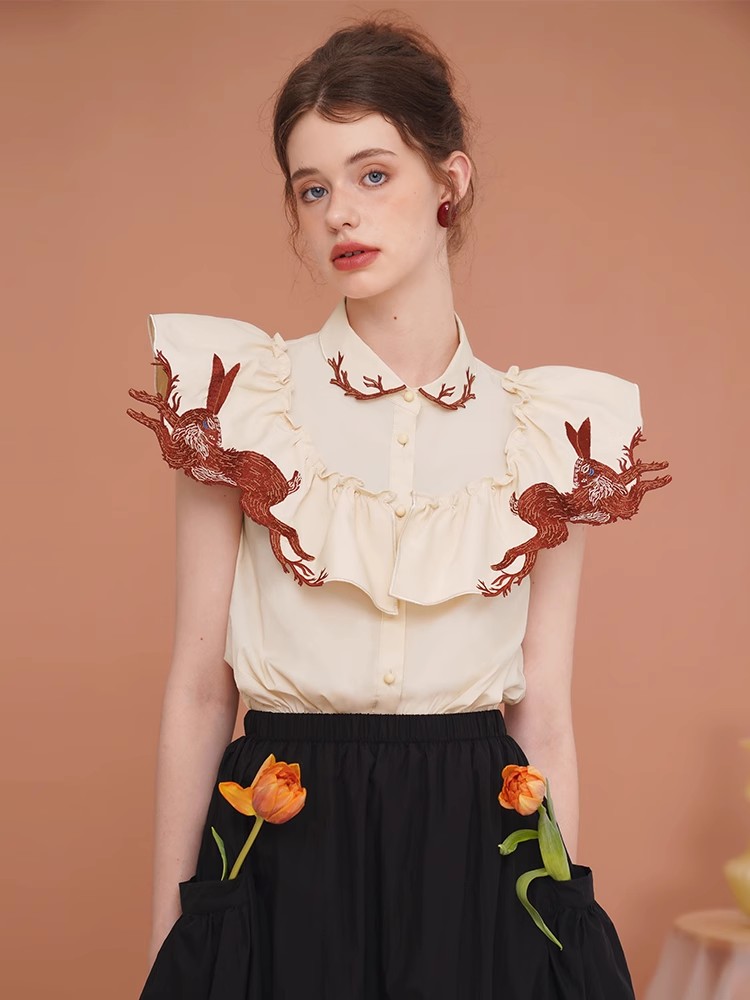 Rabbit Embroidered Shirt for W - Embroidery Rabbit ulasan dan harga